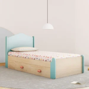 Secret Handmade Teak Wood Rectangular Single Bed with 2 Drawers Storage Space-Saving Design, Durable Rustic
