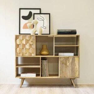 Glaze Mango Wood Sideboard Cabinet with 6 Racks & 1 Door