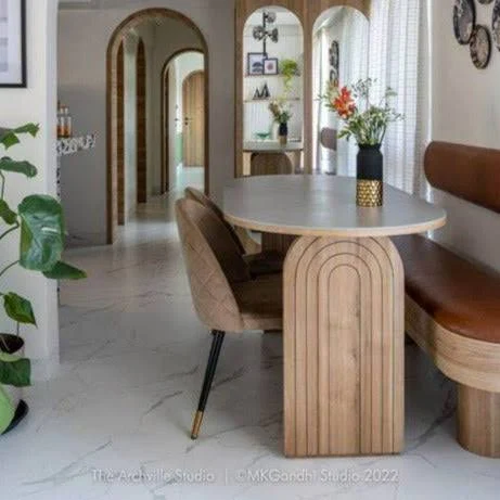 Parisian Bistro Handmade Teak Wood 4 Seater Rectangular Dining Table Set with Bench Eco-Friendly Rustic for Dining Rooms - Image 2