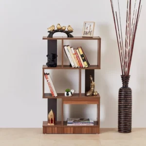 Helios Teak Wood Handmade Bookshelf Rack for Library Home or Office With 3-Tier ( Brown )
