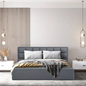 Omega Design Upholstery King Size Bed with Teak Wood Frame and Modern Luxury Bed for Contemporary Bedroom
