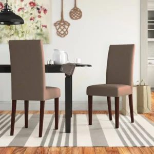 Mousse Handmade Velvet Fabric Teak Wood Dining Chair Modern Design, Perfect for Dining Room or Kitchen (Set of 2)