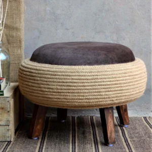Sooty Soft Upholstery Pouffe & Ottoman Stool Versatile Decorative Seating & Footrest for Living Room, Bedroom (Brown)