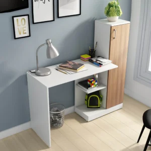 Troy Handmade Scholar Study Office Computer Table Desk for Adults Kids Students (White & Oak Finish )