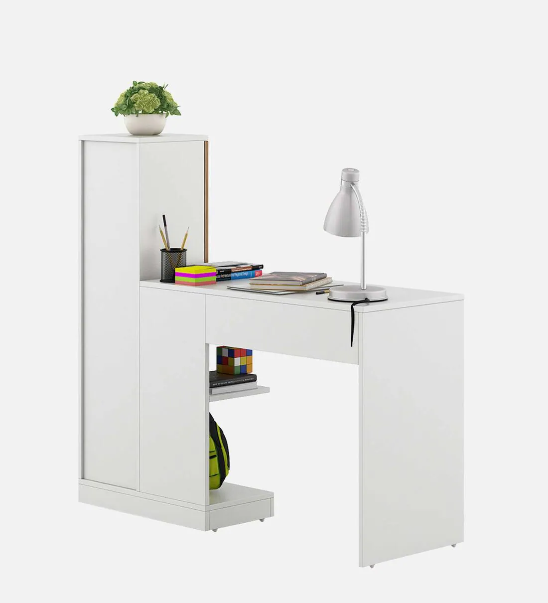 Troy Handmade Scholar Study Office Computer Table Desk for Adults Kids Students (White & Oak Finish ) - Image 3