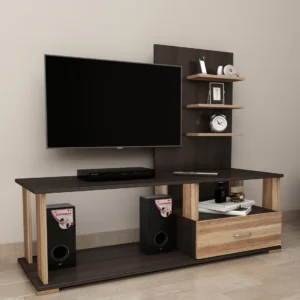 Compo TV Unit in for Media Console with Storage Stylish Entertainment Center for Living Room (Walnut & Golden Teak Finish)