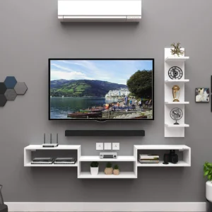 Kingsley White Finish TV Unit Modern Media Console with Versatile Storage Stylish Entertainment Center for Living Room