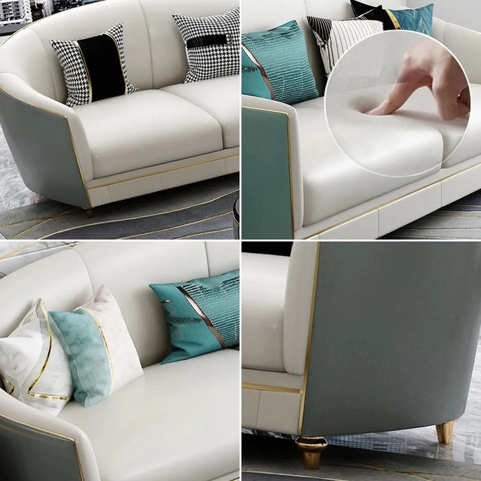 Natural Art & Craft Prada Modern Luxury Faux Leather Chesterfield 3+2+1 Sofa Set with Coffee Table Elegant Living Room - Image 2