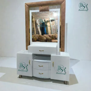 Modern White Dressing Table with Mirror & Storage